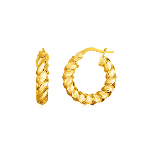 14k Yellow Gold Polished Twisted Hoop Earrings