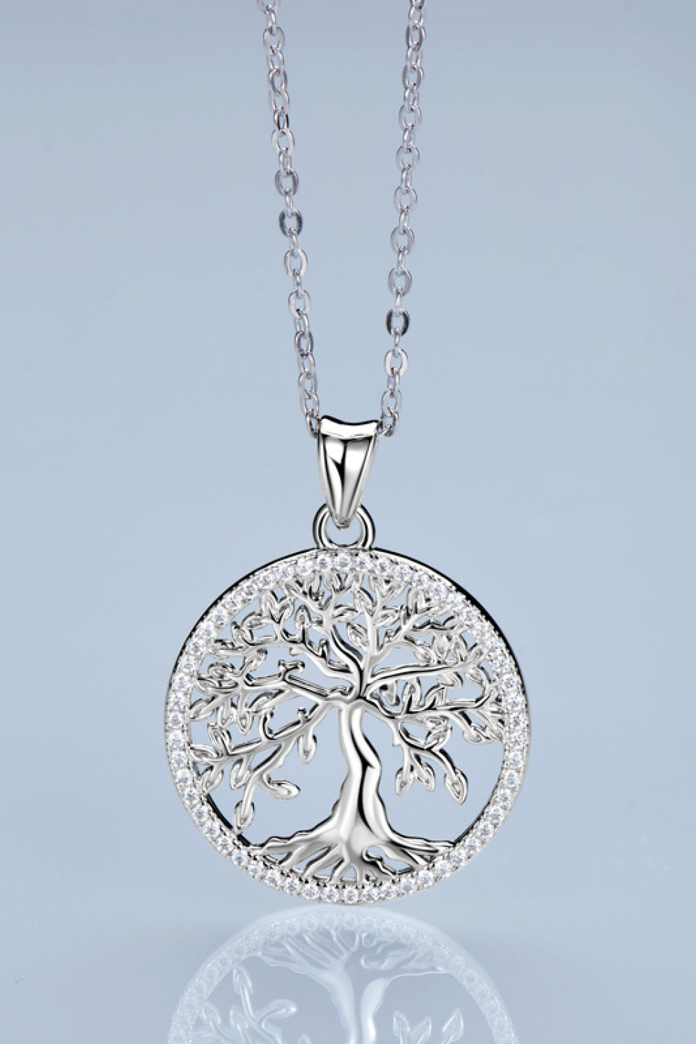 Adored 925 Sterling Silver Moissanite Tree Pendant Necklace
