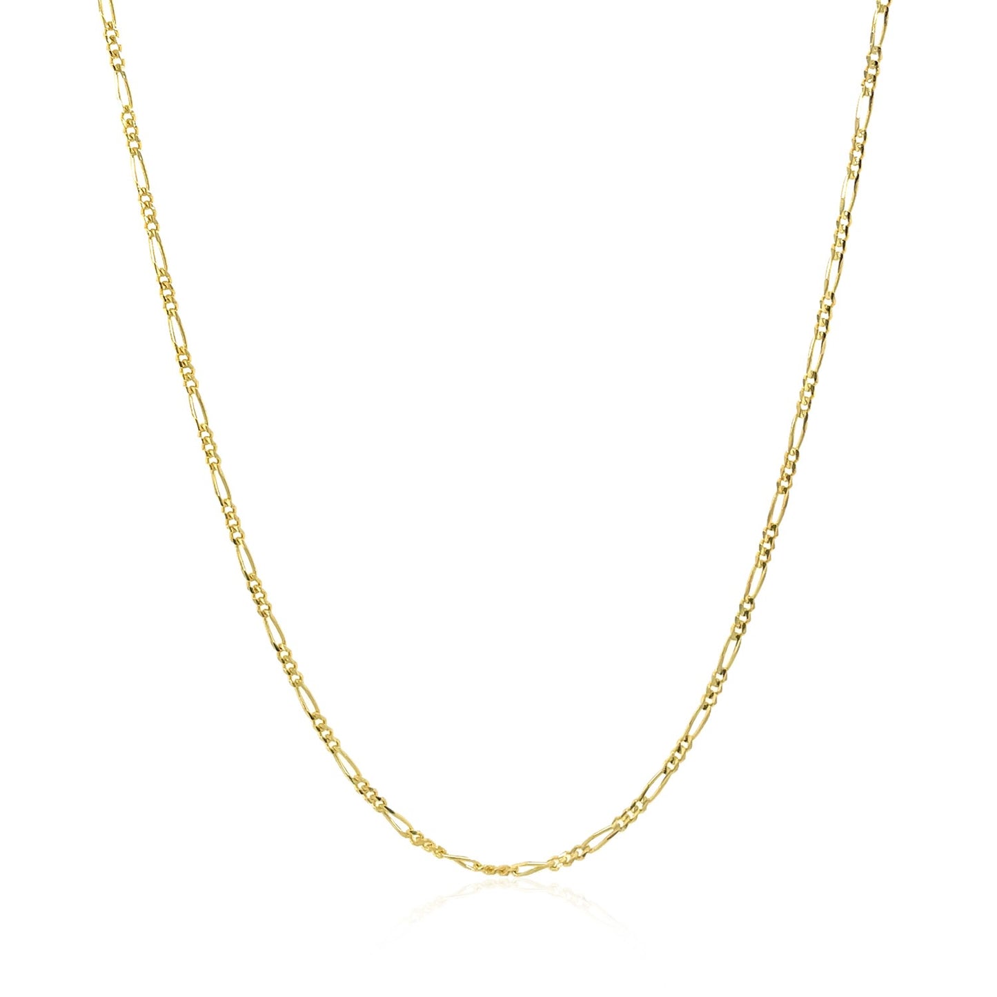 14k Yellow Gold Solid Figaro Chain 1.3mm