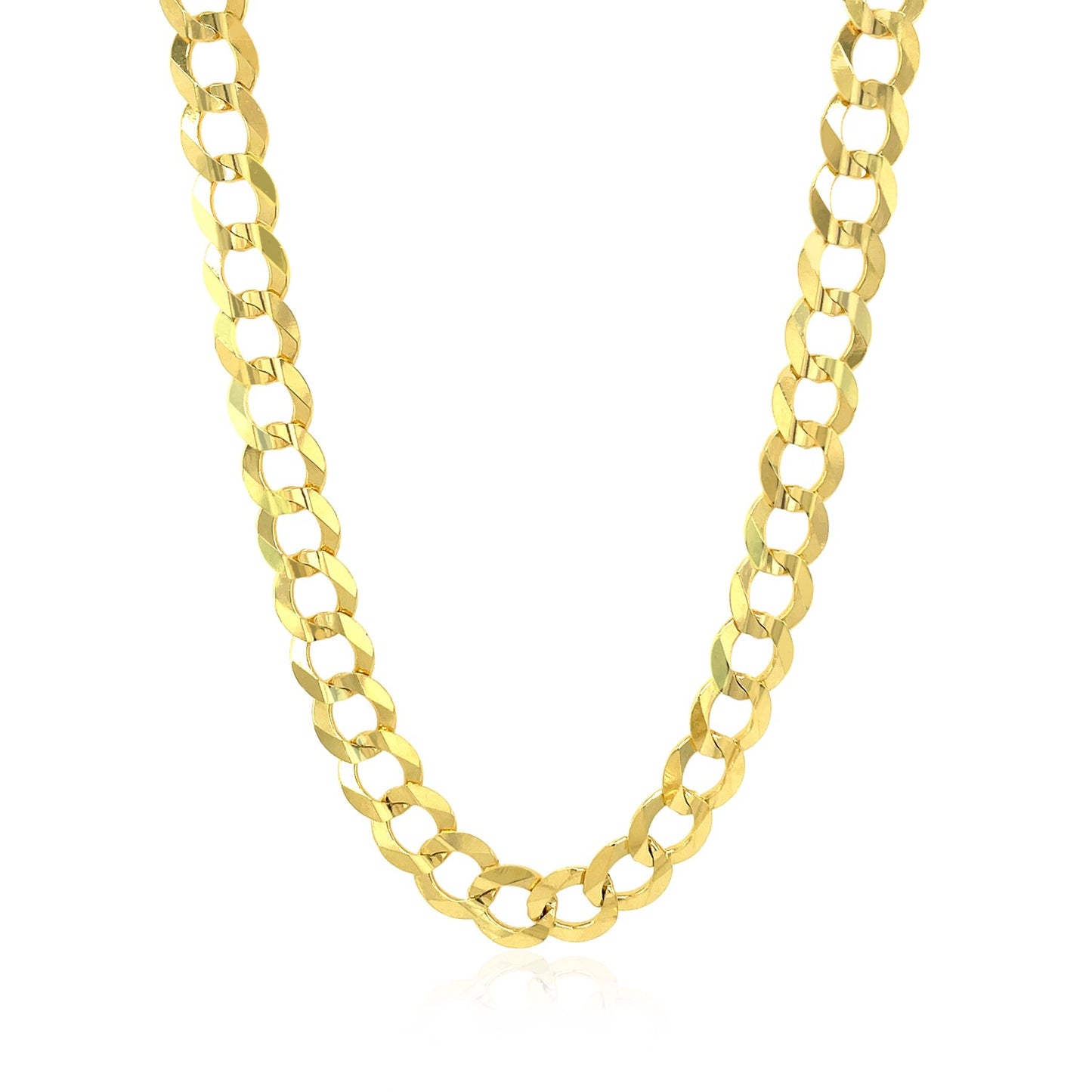 7.0mm 14k Yellow Gold Solid Curb Chain