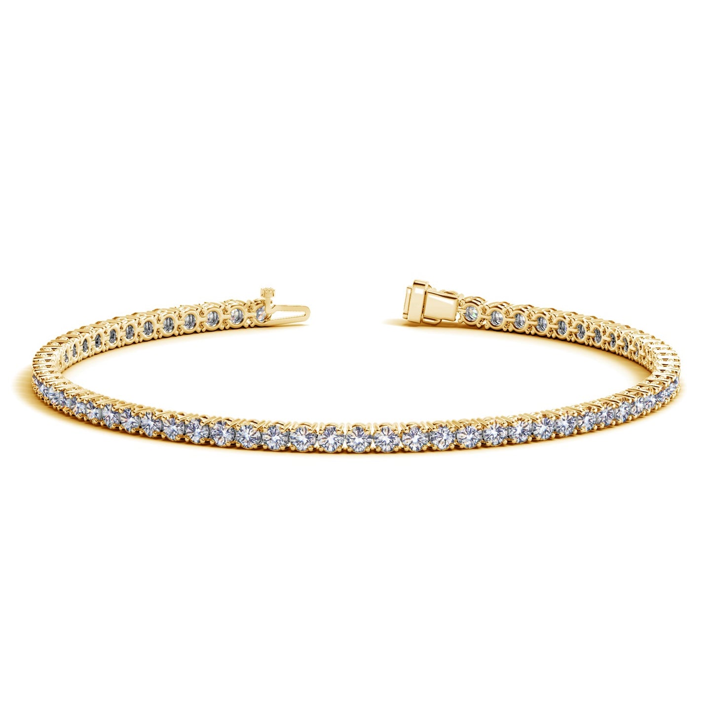 14k Yellow Gold Round Diamond Tennis Bracelet (3 cttw)