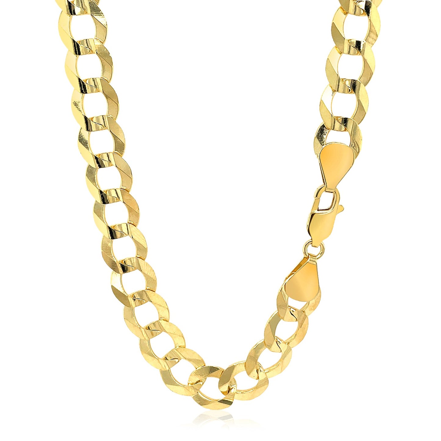 14k Yellow Gold Solid Curb Chain 10.0mm