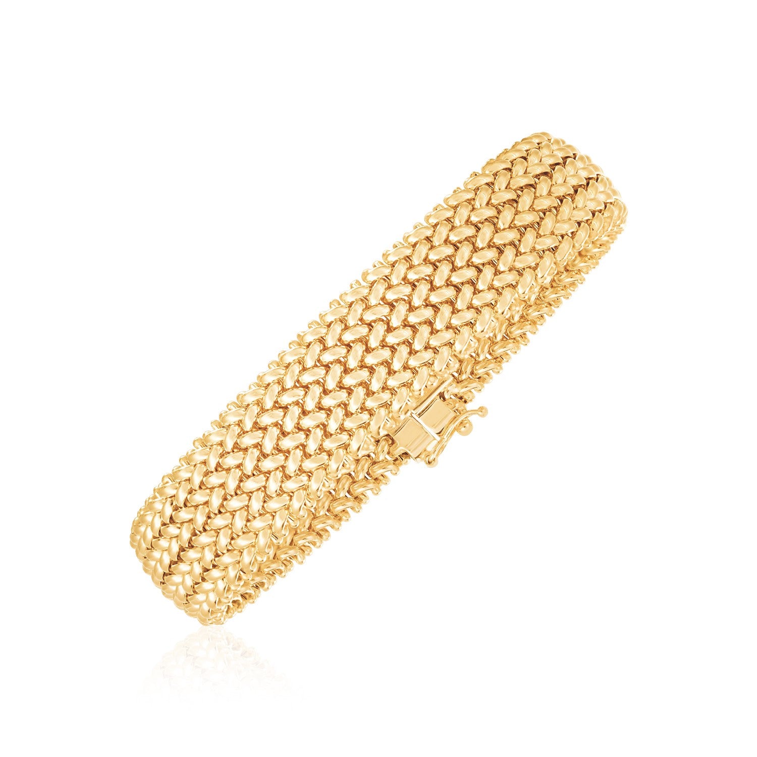 14k Yellow Gold High Polish Thick Braided Bracelet (14.5mm) – Luxia ...